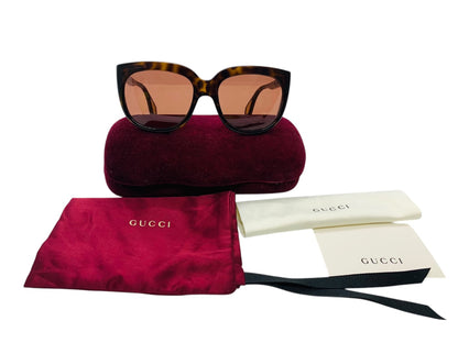 Gucci GG0468S Havana Brown  Lady's Sunglasses 57-19 140 W/ Case Made In Italy