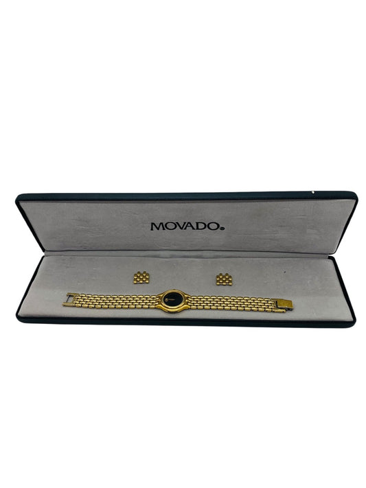Movado Gold Tone 18-25-816 Quartz Watch Stainless Steel 21mm Black Face