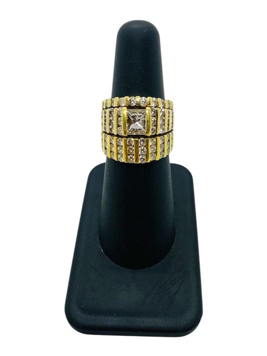 18K & 14K Yellow Gold Lady's Fancy Cluster Ring 71Dias Size 5.75 | 3.10CTW