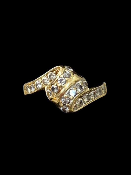 14K Yellow Gold w/ Clear Stones Ring - Size 6.5 US - 2.3g