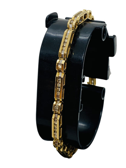 14K Yellow Gold Channel Set Diamond Bar Link  Bracelet | .50 TCW | Size 7.5 | 13.4g
