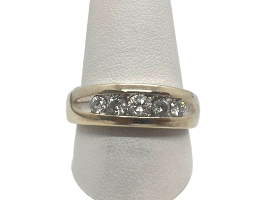 10K White Gold 5 Diamond Row Ring - Size 11 - 0.95TCW - 5.1g