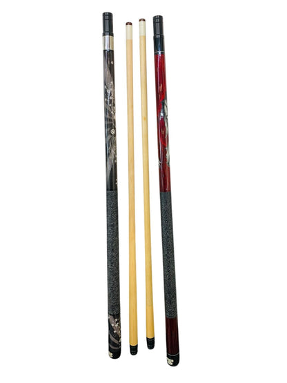 Action 2 Piece Billiard Pool Cue Sticks Combo Set with Fancy Black Carrier Case