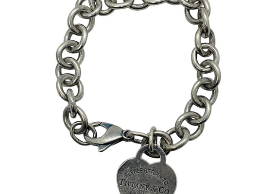 Tiffany & Co .925 Return To Tiffany Heart Charm Bracelet Size 7" \ 33g