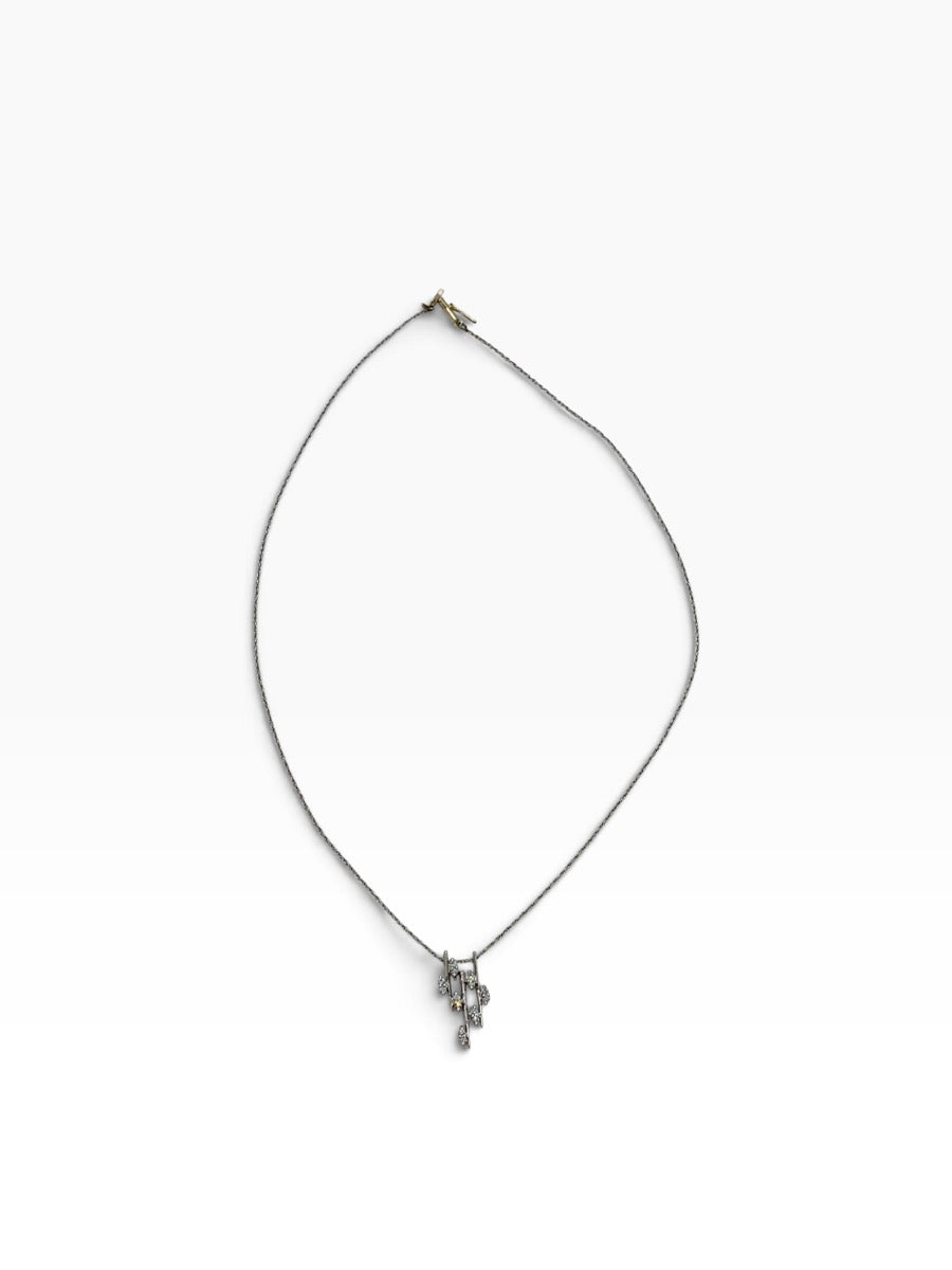 14K White Gold Cascade Waterfall Diamond Necklace .14CTW | 18" Length| 3.9 Grams