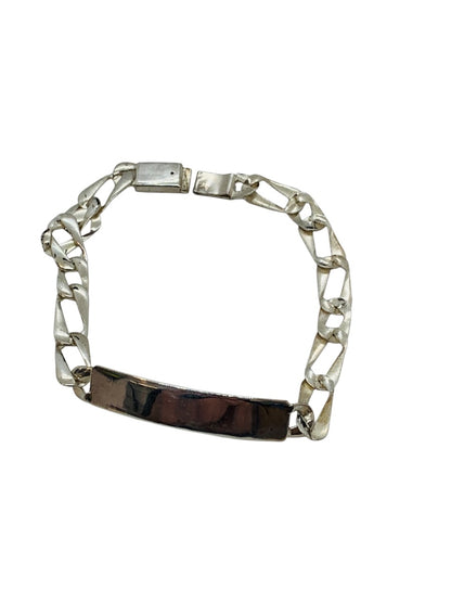 .925 Figaro ID Sterling Silver Bracelet (8.5g)