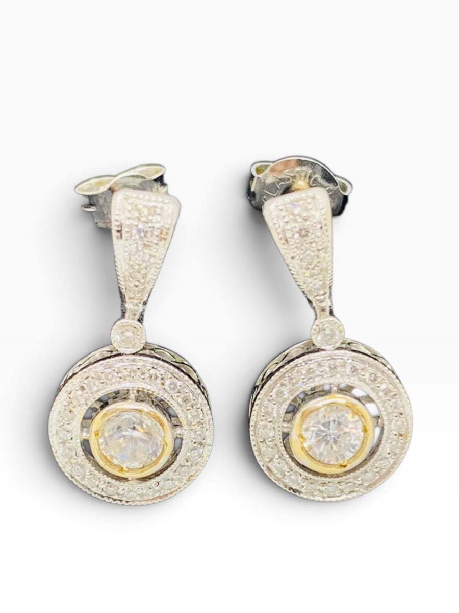 18K White Gold Diamond Fancy Dangle Earrings 5.5 Grams | .554 TCW