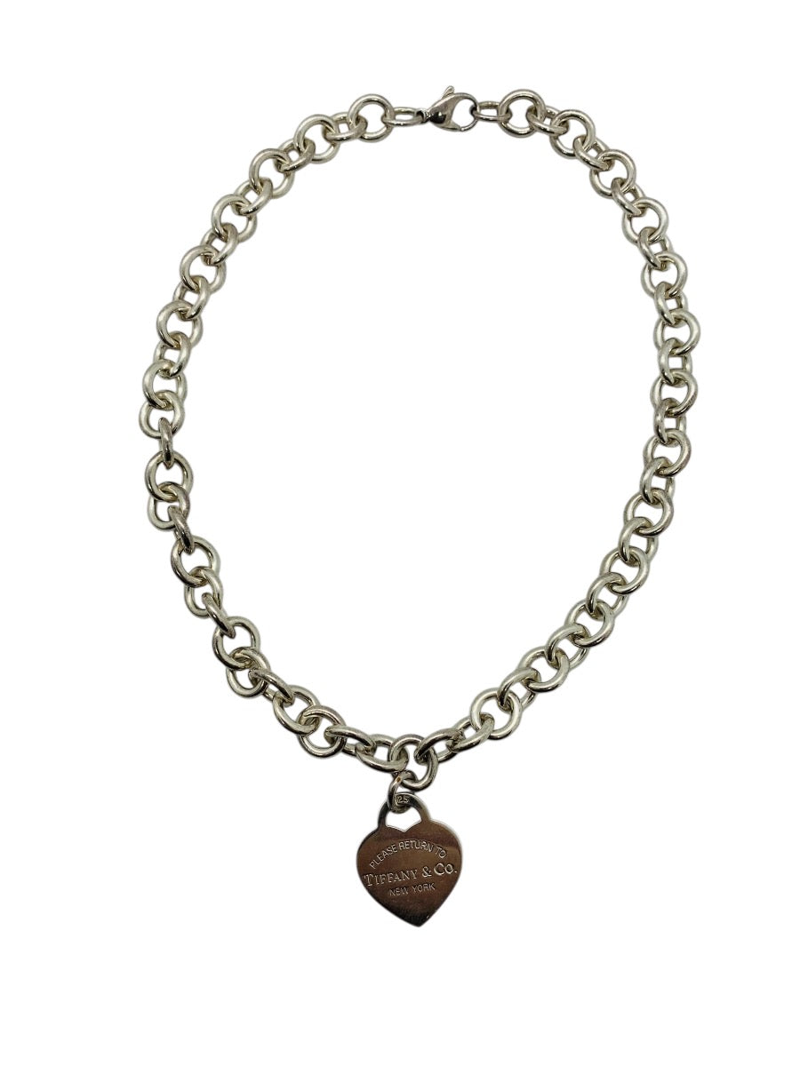 Tiffany & Co 925 Silver "Return To Tiffany" Rolo Necklace Heart Charm