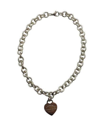 Tiffany & Co 925 Silver "Return To Tiffany" Rolo Necklace Heart Charm