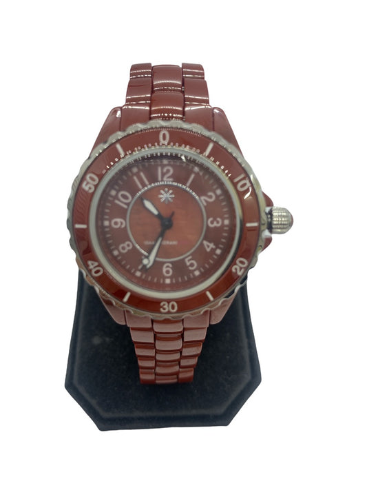 Isaac Mizrahi Live! Ceramic Maroon Watch