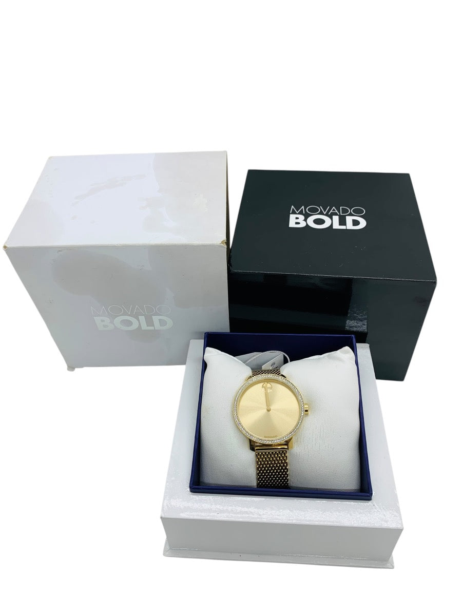 Movado Bold Evolution MB.01.3.34 Lady's Yellow Tone Watch w Box