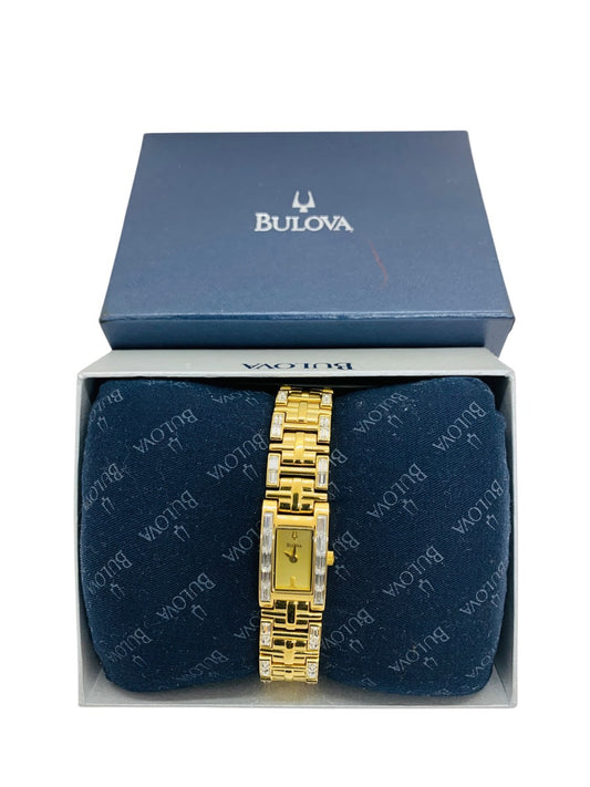 Bulova Lady's Tank Yellow Tone Square Quartz Watch w/ Box