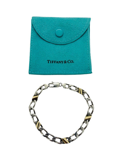 Tiffany & Co. 18KYG & Sterling Silver Curb Link Bracelet 7" 11.1g