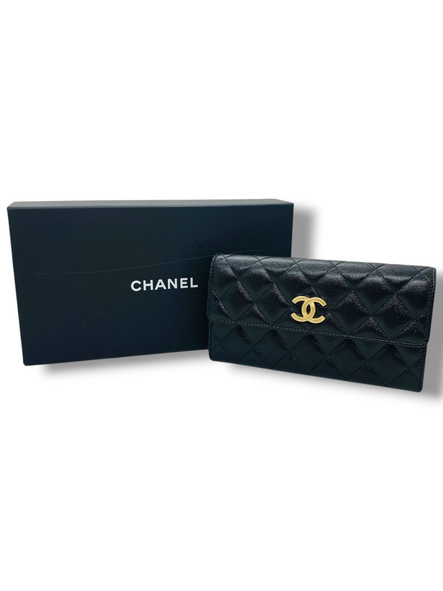 Chanel CC Matelasse Quilted Timeless Long Wallet Black