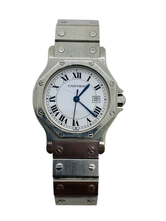 Cartier Santos Octagon W/ Roman Dial 30mm Stainless Automatic Watch