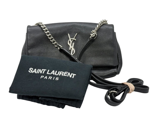 Saint Laurent West Hollywood Crossbody Bag Leather Strap Silver Logo