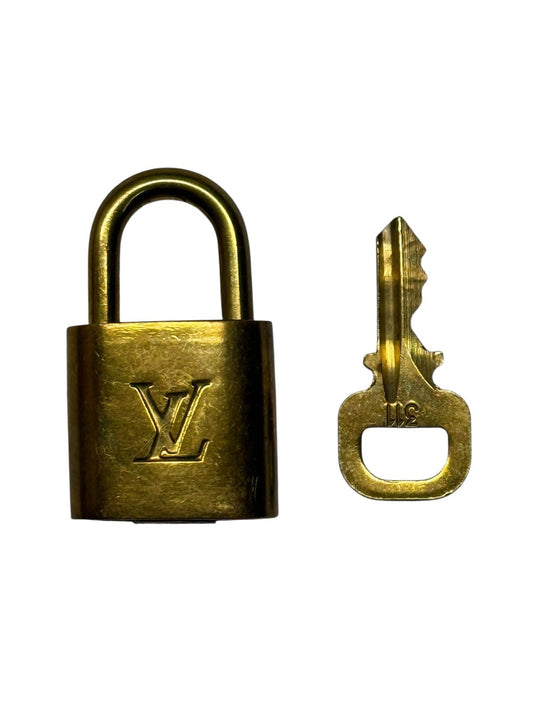 Louis Vuitton Vintage Brass Lock and Key Numbered