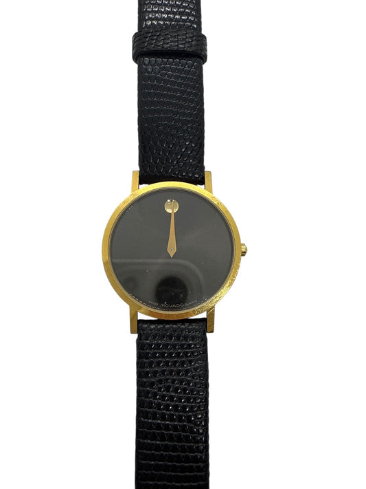 Movado Museum Quartz 87-45-882 Men's Watch Black Leather Band