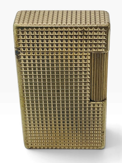 St Dupont Ligne 1 Vintage Gold Plated Diamond Head Luxury Pocket Lighter  Made in France
