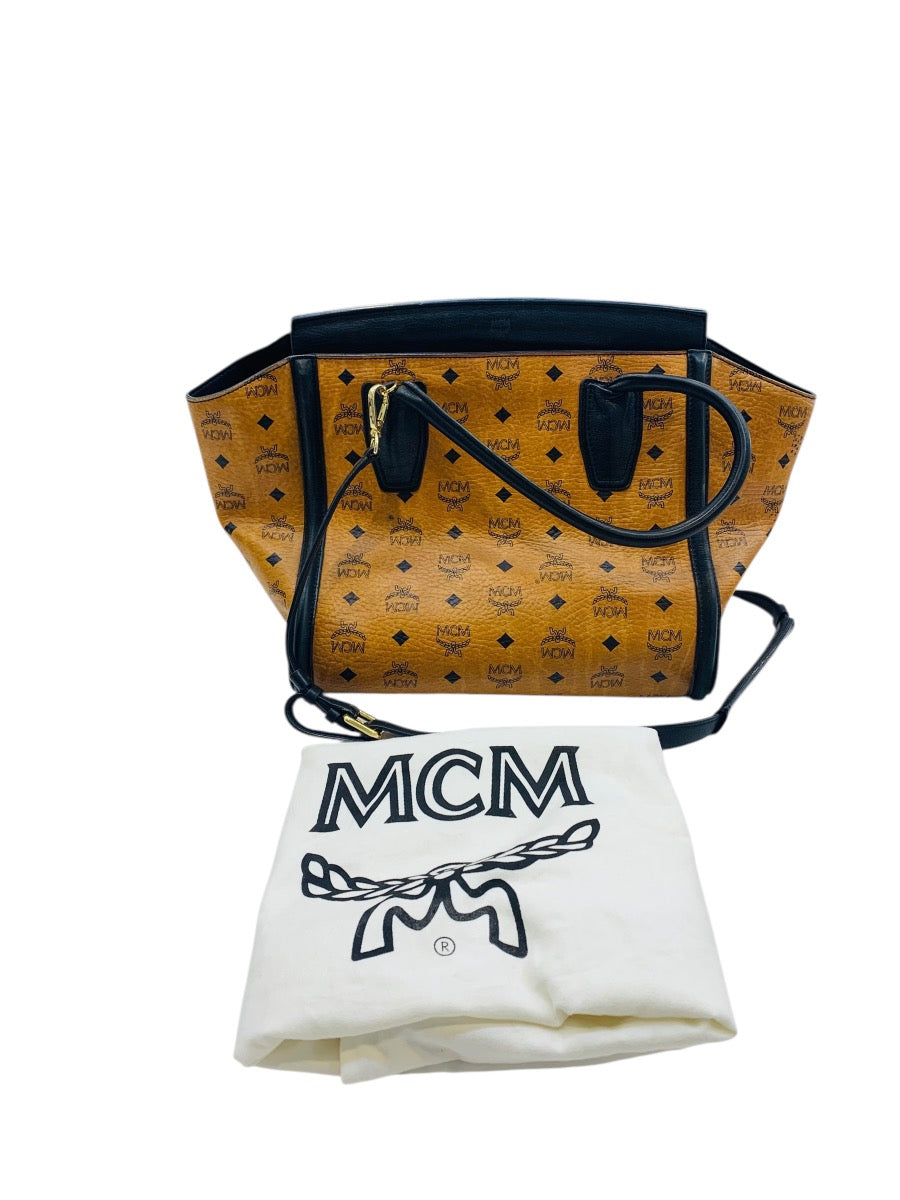 MCM Medium Kathy Viestos Tote w/ Strap Cognac Lady's Purse