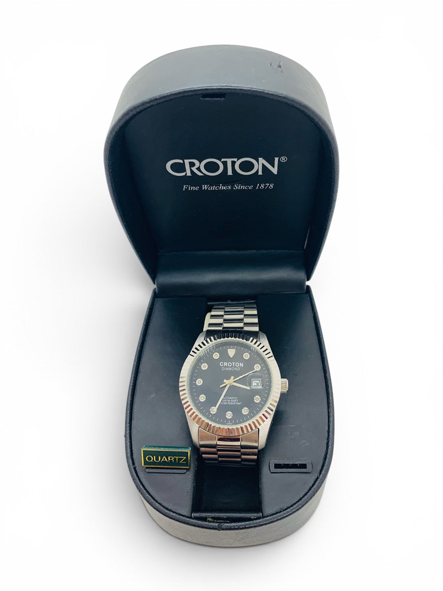 Croton Diamond Automatic Men’s Watch – Black Dial 10ATM-330FT