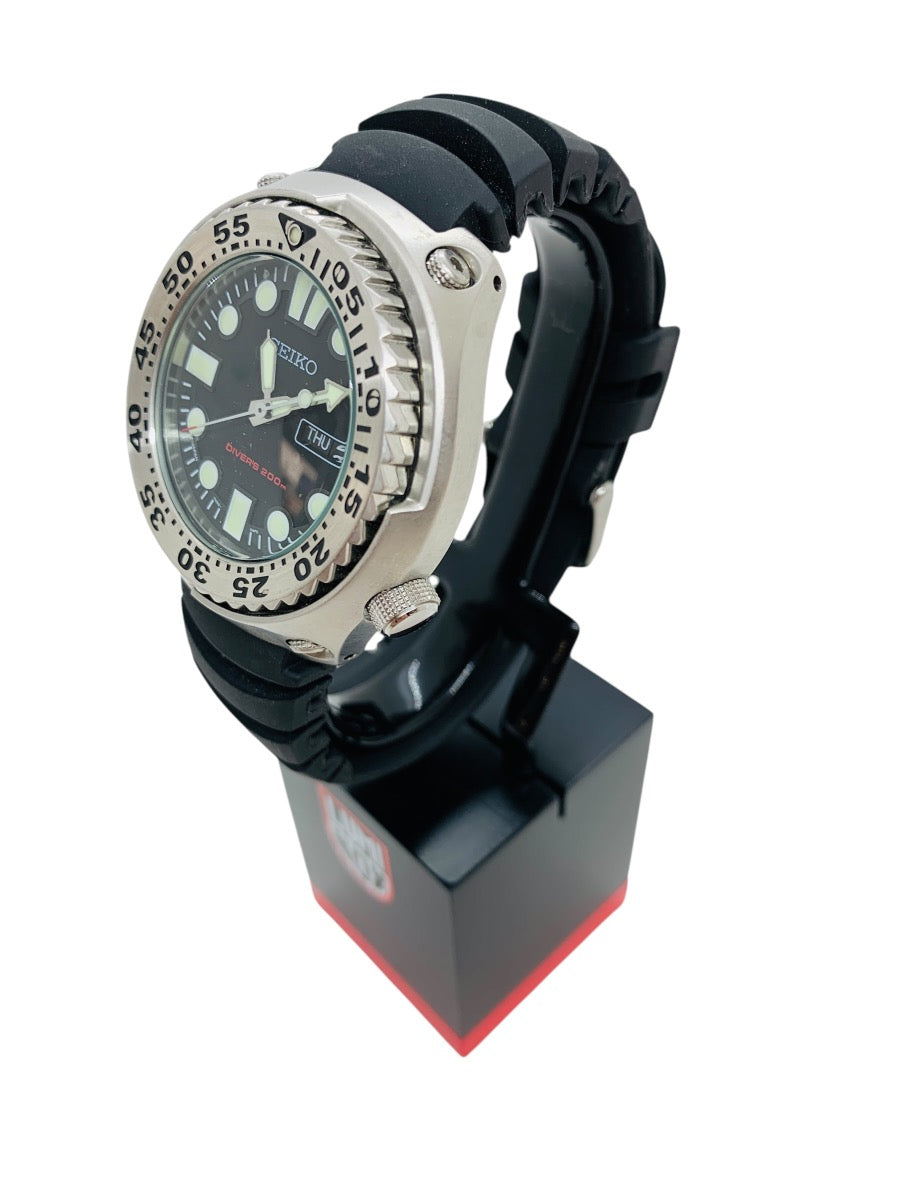 Seiko 7N36-0AF0 Quartz Watch 48mm Black Lug 23mm 7in Max Extra SS Band
