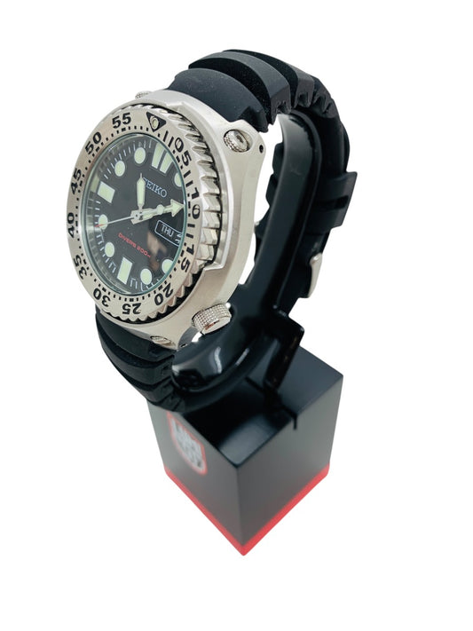 Seiko 7N36-0AF0 Quartz Watch 48mm Black Lug 23mm 7in Max Extra SS Band