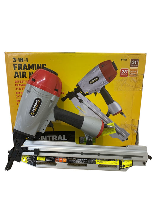 Central Pneumatic 64141 3 In 1 Framing Air Nailer Gun Pneumatic