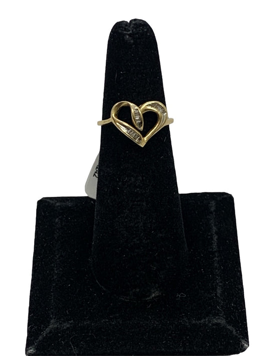 10K Yellow Gold Heart-Shaped Diamond Ring - 0.08ctw - Size 5.5 - 2.2g