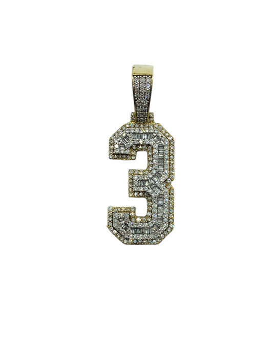 10K Yellow Gold "3" Design Pendant | 0.70CTW | 8.7g