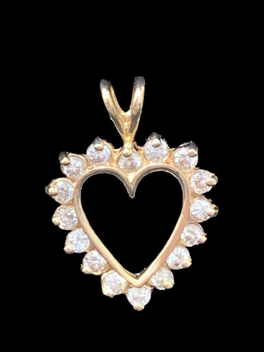 14K Yellow Gold Diamond Heart Shaped Pendant - .80tcw - 2.2g