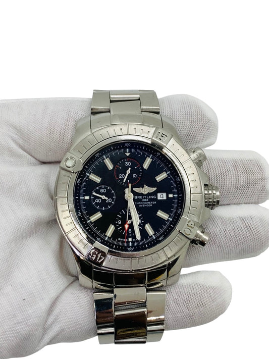 Breitling Super Avenger Chronograph A13375 48mm Black Dial Stainless Steel