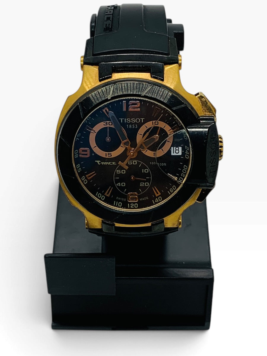 Tissot T-Race Watch 45mm Black Rubber Date Chronograph Tachymeter