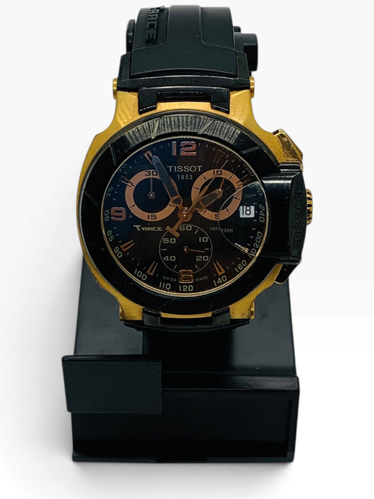 Tissot T-Race Watch 45mm Black Rubber Date Chronograph Tachymeter
