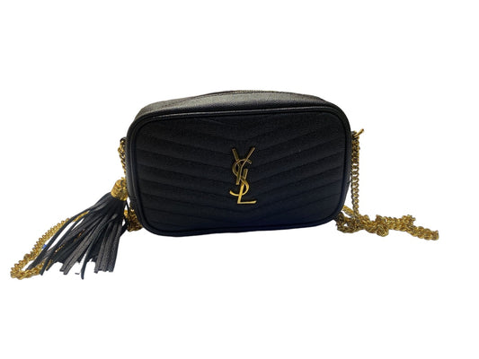 YSL Grain De Poudre Matelasse Mono Mini Lou Camera Bag -Black