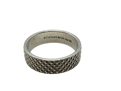 Tiffany & Co. Sterling Silver Diamond Point Studded Men's Band Ring | 8.5 Gr | Size 12