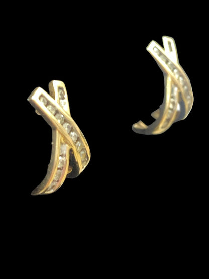 14K Yellow Gold Ribbon-Styled Earrings - 0.72tcw - 1.2cm - 2.8g