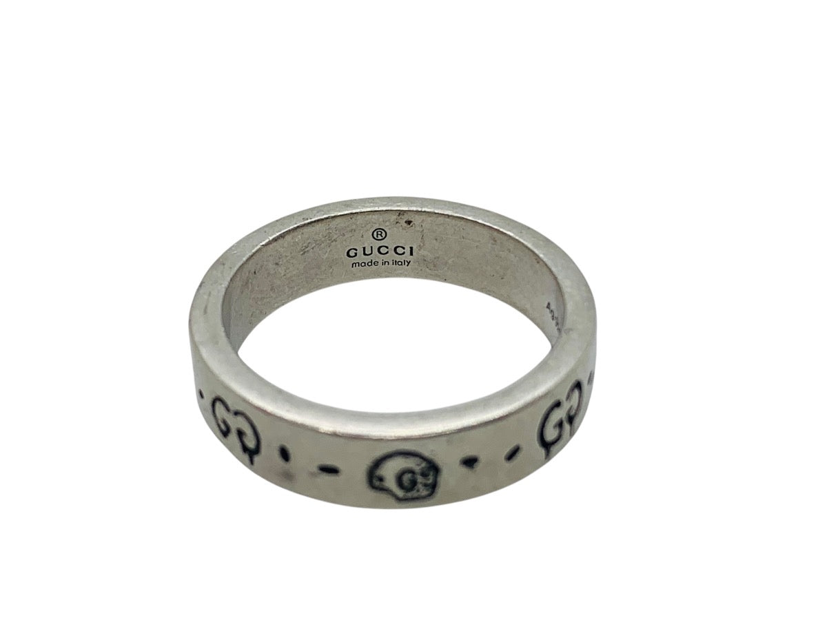 Gucci Ghost Skull Ring Sterling Silver .925 GG 6mm 8 Grams Made In Italy