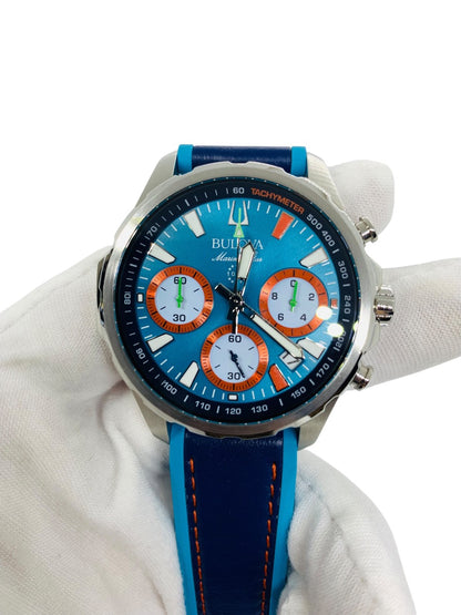 Bulova E1 Team Miami Chronograph Blue Mens Marine Star Watch 96B460