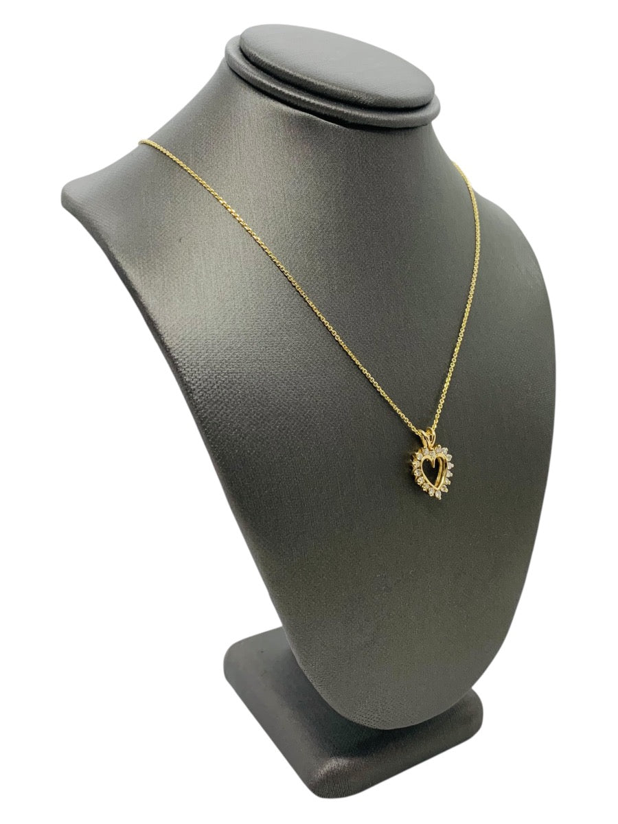 14K Yellow Gold Necklace w/ Pendant | 18" | 0.15 CTW | 3g
