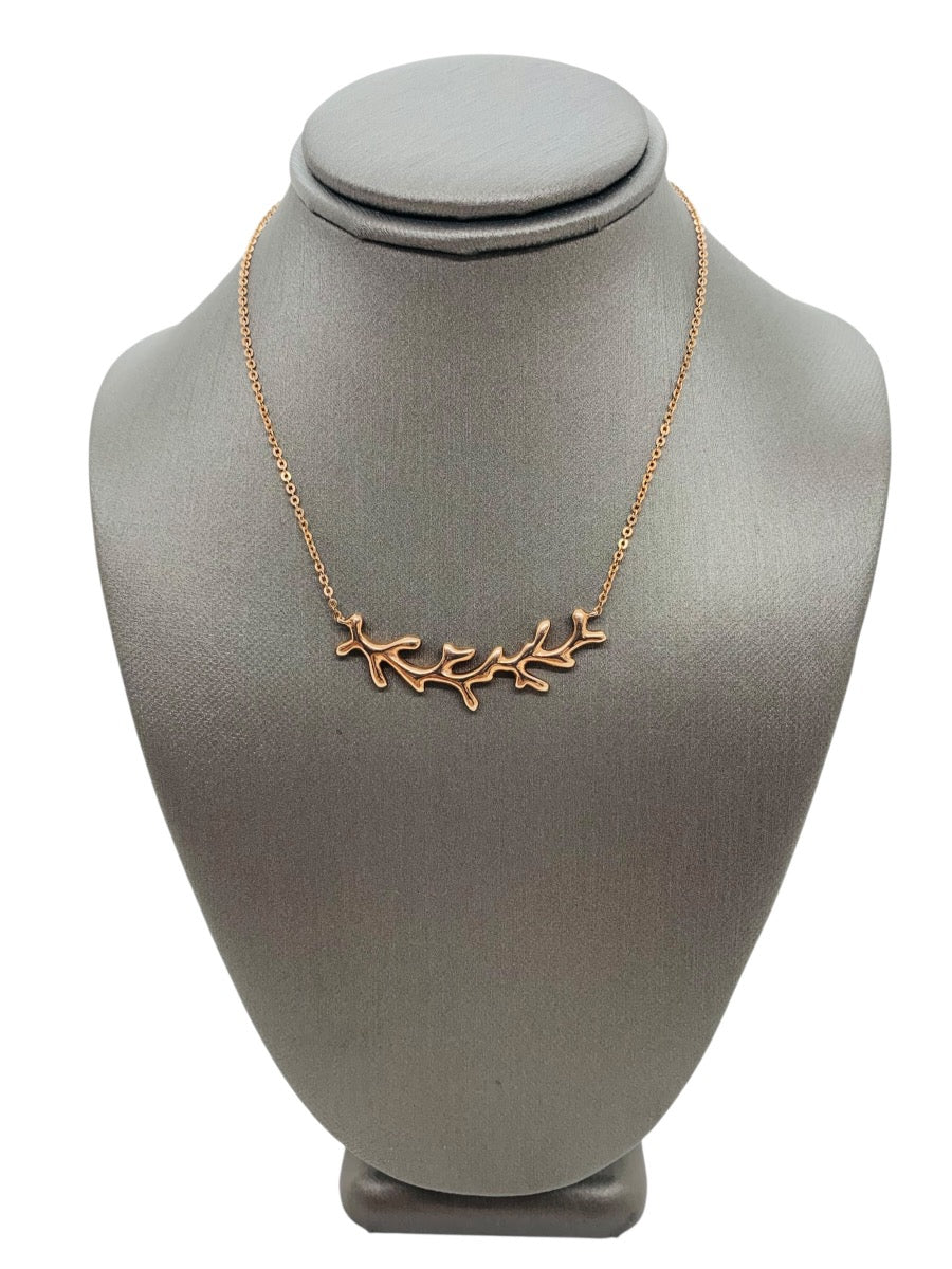 .925 Sterling Silver Rose Gold Olive Branch Anklet Bracelet