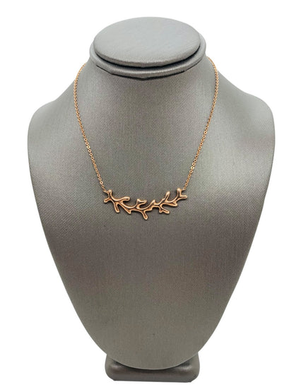 .925 Sterling Silver Rose Gold Olive Branch Anklet Bracelet