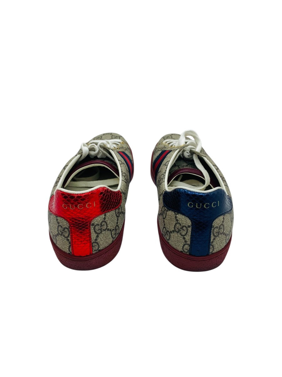 Gucci Ace Supreme GG Monogram Red Bottom Shoes Sneakers-Mens 8.5=9 US