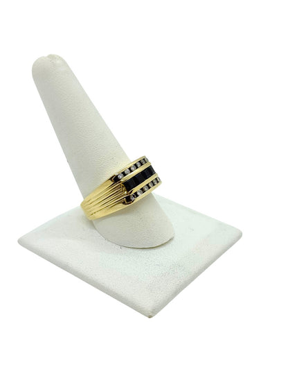 14K Yellow Gold Men's Blue Stone / Diamond Ring Size 10.5 | 10.2g
