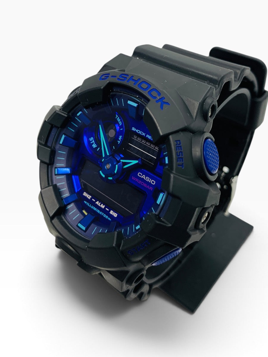 Casio G-Shock 5522 Digital Watch 52.5mm Blue Face Black Rubber Band