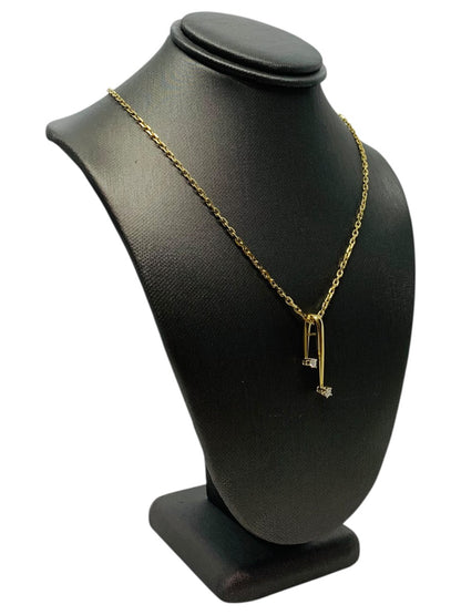 18K Yellow Gold Link Chain w/ Pendant | 7.7g | 0.12 CTW | 15"