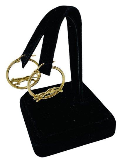 14K Yellow Gold Cheetah Hoop Earrings | Size 1 inch | 3.8g