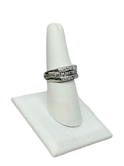 14K White Gold Triple Row Natural Diamond Band | Size 7 | 7.9g