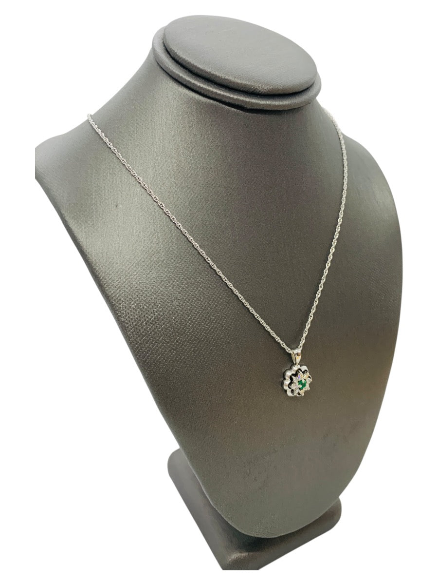 14K White Gold Link Necklace | 4g | 0.08 CTW | 20"