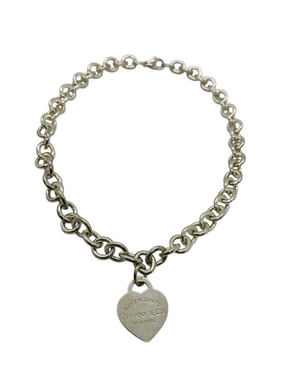 Tiffany & Co 925 Silver "Return To Tiffany" Rolo Necklace Heart Charm